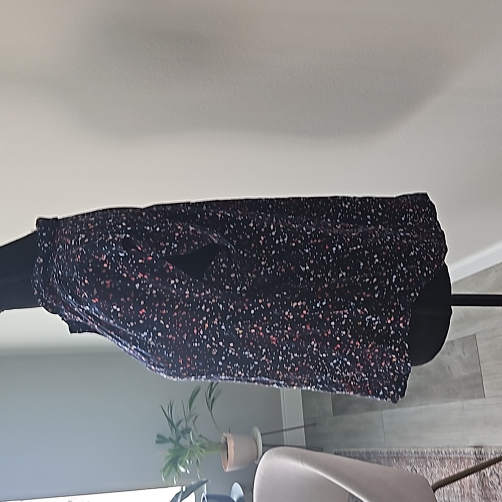 Anthropologie MAEVE Navy Confetti Print Cap Sleeve V-Neck Button-Down | W Medium - Picture 4 of 8
